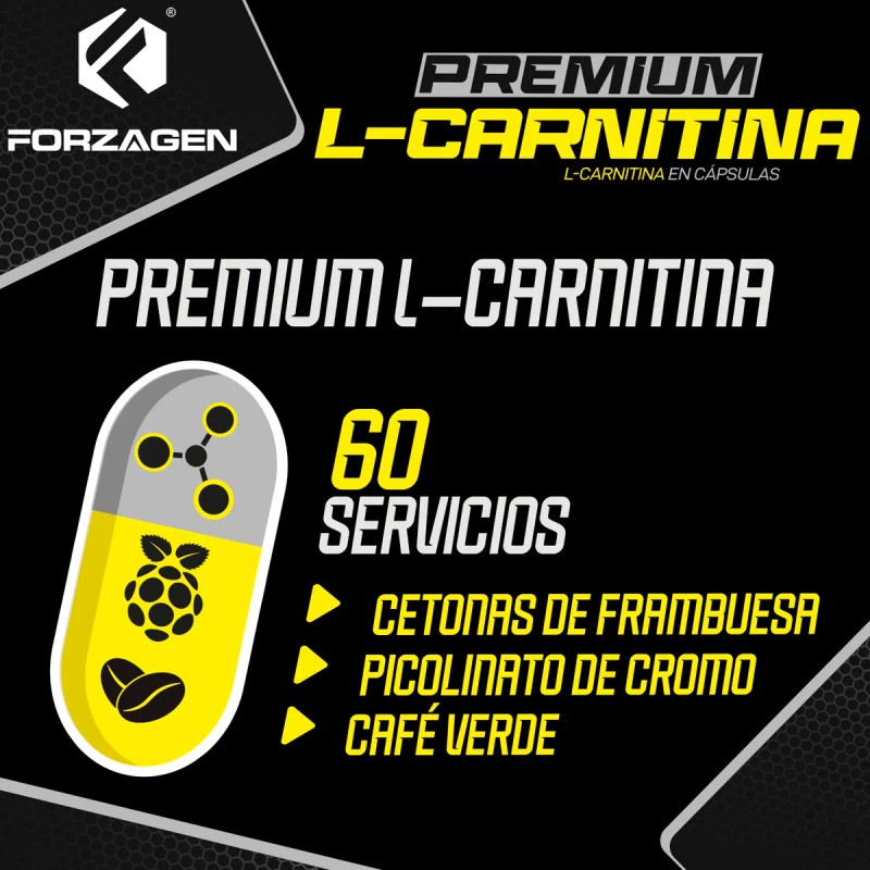 Forzagen Premium L-carnitina 60 Caps Complejo Termognico Sin Sabor