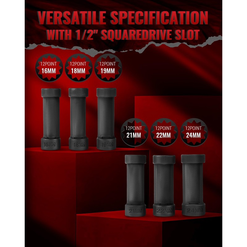 Reywoo Strut Nut Socket Set, 8Pcs Suspension Strut Spreader Tool