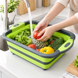 Foldable Multi-Function Basin for Camping and Kitchen Use – Space-Saving Design for Home, Travel and Outdoor Activities