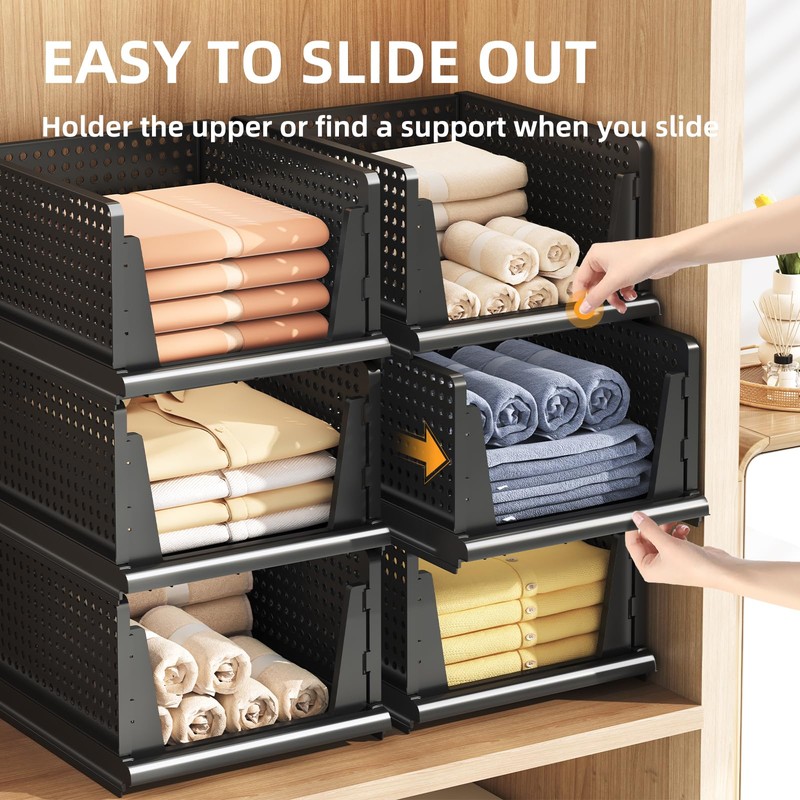 MSHOMELY Folding Closet Organizer and Storage for Shelves, 5 Pack