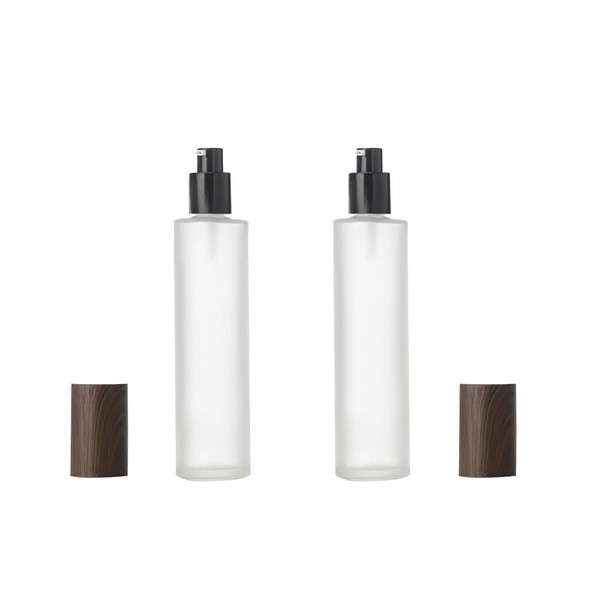 UPSTORE 2Pcs 120Ml/4oz Matte Glass Bottles Travel Pump Bottles Toiletries