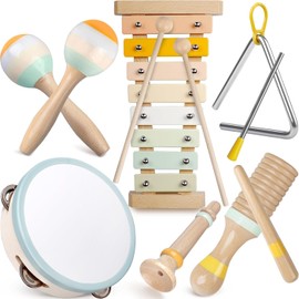 Baby Musical Instruments, Montessori Wooden Toys for Toddlers, Neutral Colors Percussion Instruments, Modern Boho Xylophone for Kids, Preschool Educational Baby Musical Toys