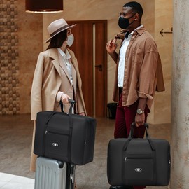 BAGZY Ryanair Hand Luggage 40 x 20 x 25 cm Travel Bag Sports Bag Waterproof Travel Luggage Shoulder Bag Bags Travel Cabin Large Weekender Handbags Hospital Bag, 55 40 20 45L-Black-285, Leisure sports