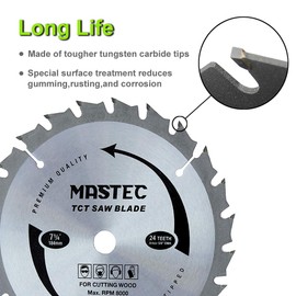 Framing Saw Blade Circular 7-1/4-Inch 24 Tooth with ATB Carbide and 5/8-Inch Diamond Knockout Arbor