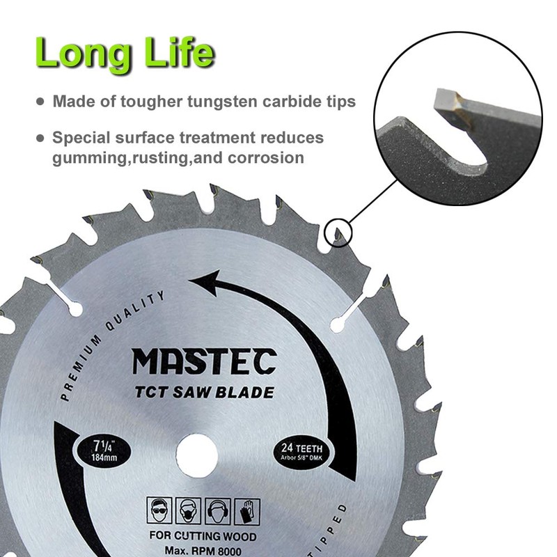 Framing Saw Blade Circular 7-1/4-Inch 24 Tooth with ATB Carbide