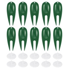 PATIKIL Golf Divot Repair Tool, 18 Pack Plastic Golf Divot Tool Golf Green Divot Fork with Ball Marker for Golf Golfer Repairing, Dark Green