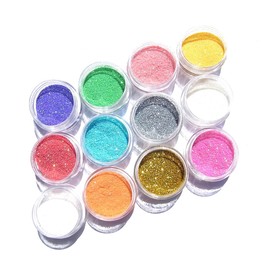 Jewel Glitter Powder 12 Colors, Plenty of 0.08 oz (2 g)