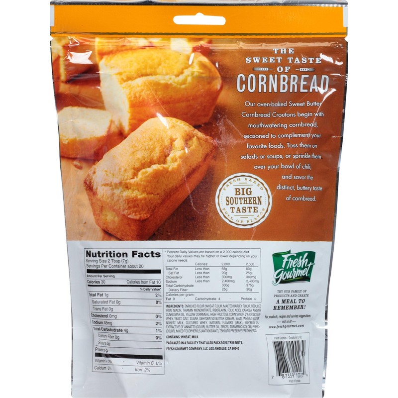 Fresh Gourmet Premium Croutons, Sweet Butter Cornbread, 5 Ounce (Pack