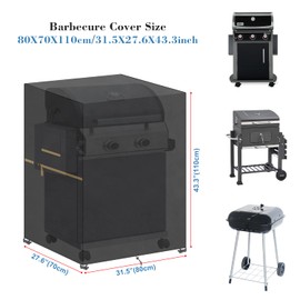 VANSHEIM Gas Grill BBQ Covers,Gas BBQ Cover Waterproof Windproof for Weber BBQ,Brinkmann,Char Broil,Outback and Jenn Air Grills 80x70x110cm