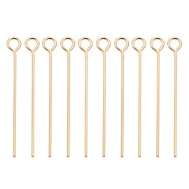 BENECREAT 100PCS 18K Real Gold Plated Eye Pins 21 Gauge Eye pins for DIY Jewelry Making Findings - 30mm (1.2") Long