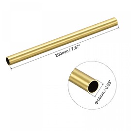sourcing map Brass Round Tube 14mm OD 1mm Wall Thickness 200mm Length Pipe Tubing