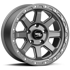 RockTrix RT116 18 inch Wheel Compatible with Jeep Wrangler JK JL 18x9 5x5 Wheels (-12mm Offset, 4.5in Backspace) 5x5 PCD, 71.5mm Bore, Gunmetal Gray Wheels, Also fits Gladiator JT Rims