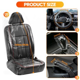 DGSL 330 PCS Disposable Car Seat Covers, Clear Plastic Vehicle Seat Protector Set Includes Wheel Covers, Gear Selector Covers and Handbrake Cover for Auto Truck Bus Accessories
