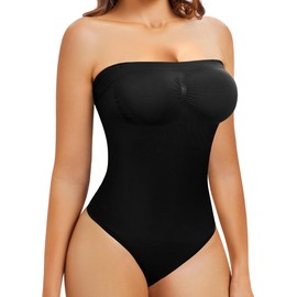 Gotoly Strapless Body Shapewear Women's Tummy Control Strong Body Shaper with Removable Straps Figure Shaping Bodysuit String Sculpting Corset Seamless Shaping Bodysuits Bodice Body, black