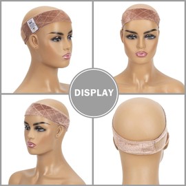 GEX Wig Grip Adjustable Elastic Comfort Headband Hook and Loop Fastener Adjustable Wig Band (Tan)