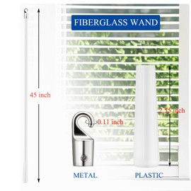 JUYO VONSAN 5pcs Curtain Pull Wand Blinds Wand Fiberglass Vertical Blinds Replacement Parts Blind Tilt Wand (5, 45 Inch in Length)