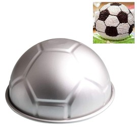 Bzocio 1 Pcs 3D Half Sphere Round Football Goal Shape Aluminum Alloy Baking Mould 8 Inch Baking Mould for Birthday