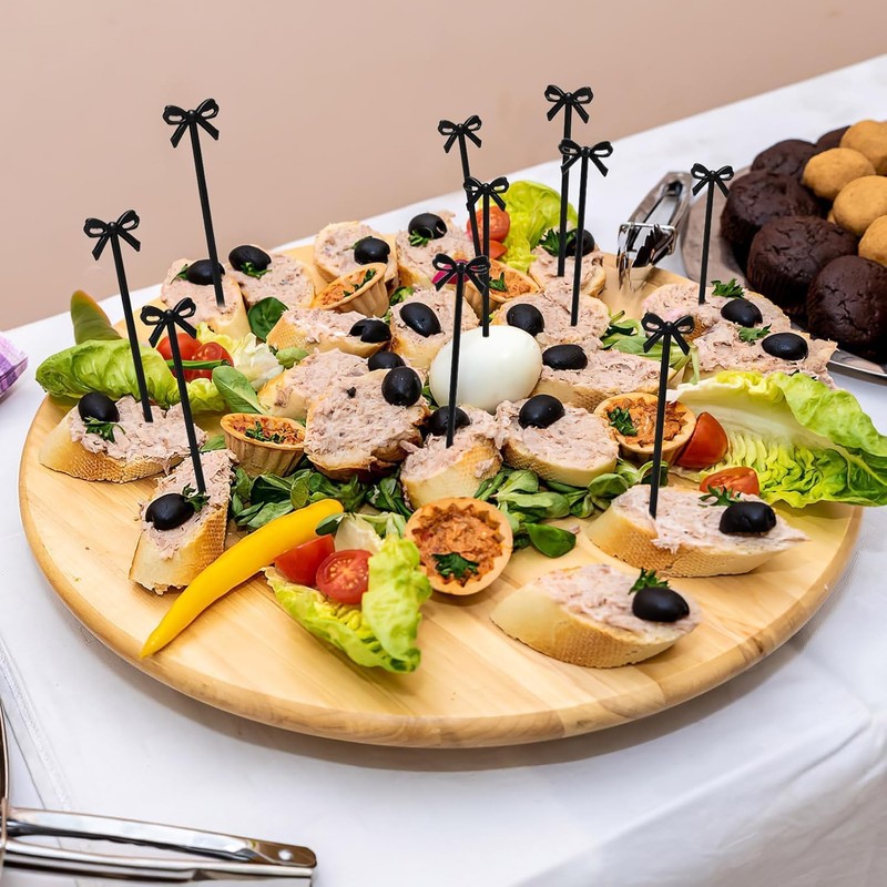 Black Bow Design Cocktail Appetizer Picks, 60 Pieces, 4.01 in