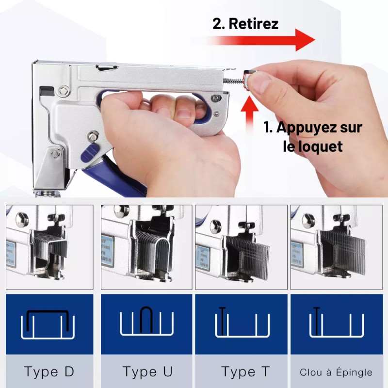 WORKPRO 4-in-1 Staple Gun Manual Brad Nailer Upholstery Stapler Nail
