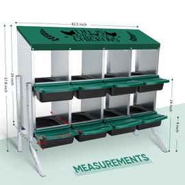 Tgeyd Nesting Boxes 8-Holes Nesting Boxes for Chickens Height-Adjustable with Chicken Perch can accommodate 8 to 32 Chickens and Comes
