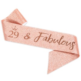 SZHUIHER 29th Birthday Sash and Tiara, Rose Gold Birthday Sash, Crown 29 & Fabulous Sash and Tiara for Girls, 29th Birthday Gifts for Happy 29th Birthday Parties
