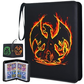 LIMSTDIC Card Binder with Sleeves - 4-Pockets Pokemon Card Binder Holder Compatible with TCG Trading Cards, Card Storage Album with Zipper for Boys Girls Organized Holds Up to 400 Cards