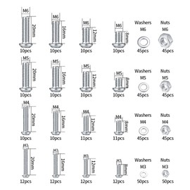 Pack of 540 Stainless Steel Hexagon Head Button Screws and Nuts Washers, M3 M4 M5 M6 Pan Head Screws Assortment Set, Stainless Steel Screws Machine Screws, with Wrench