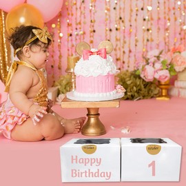 Bakery Boxes with Window, 25 Pack Size 4x4x2.5 Inches Small Sweet Boxes Empty Gift Box with Bonus Best Wishes Stickers (25)