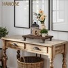 Hanobe Wooden Riser Decorative Tray: Farmhouse Wood Pedestal Display Stand
