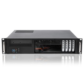 RackChoice 2U Server Chassis Short Depth 14.17" Front I/O with 2 x 3.5“ (int.) mATX M/B,Support ATX PSU with Either top or Side Cooling