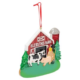 Kurt S. Adler Weihnachtsdekoration Dekoartikel ''Bless This Farm'', Kunstharz, 7,6 cm, Grün