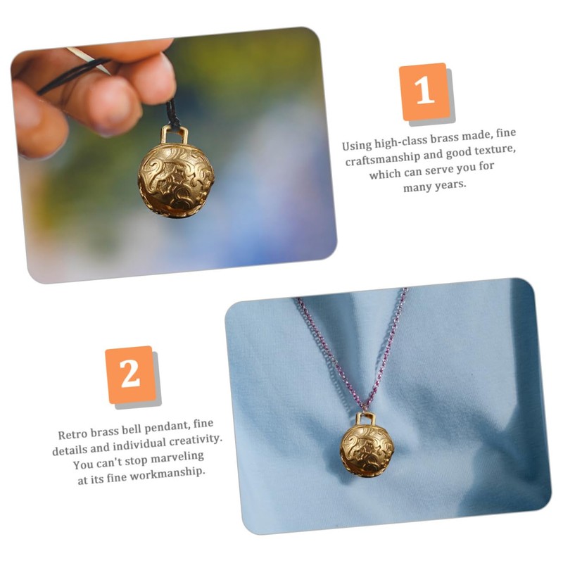 LALAFINA 2Pcs Retro Brass Bell Pendants for DIY Crafts Unique