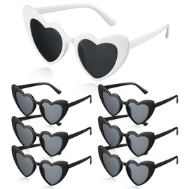 Photect Pack of 7 Heart-Shaped Sunglasses Bridal Heart Glasses Vintage Wedding Glasses UV400 Retro Heart Sunglasses for JGA Decoration Bridal Shower Bridesmaids Gift Fancy Dress Accessories
