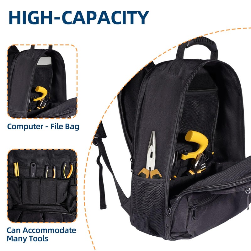 WILAXI PRO Heavy Duty Tool Bag Backpack 1680D Waterproof Oxford