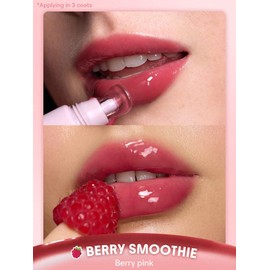 SHEGLAM Crystal Glaze Moisturizing Lip Gloss Hydrating Jelly Long Lasting Waterproof Plumping Lip Gloss-Berry Smoothie
