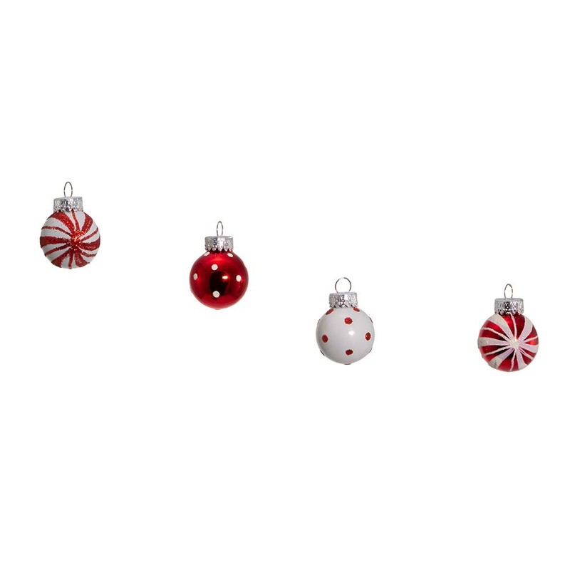 Kurt Adler GG0294 1-Inch Ornament Set, Red, White, for Christmas