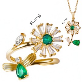 CHEERELAX Fidget Necklace Ring for Women, Sunflower Fidgets Rings For Anxiety, Stress Relief Items Stainless Steel Spinner Toy Gift Set For Women with Stress,Sunflower