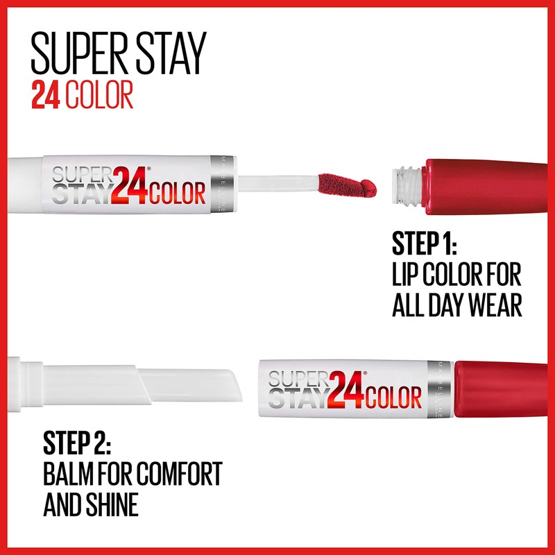Maybelline Super Stay 24, 2-Step Liquid Lipstick Makeup, Long Lasting