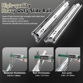 TP-LAIE 1 Pair 12 inch Heavy Duty Drawer Slides with Lock, Full Extension Ball Bearing Locking Rails Cabinet Tool Box Runners Tracks Glides(150 Lbs,with M4 Screws)