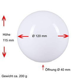 Lamp Glass Round 120 mm Ball Glass White Replacement Glass Lamp Shade Glass E14 Ball Shape