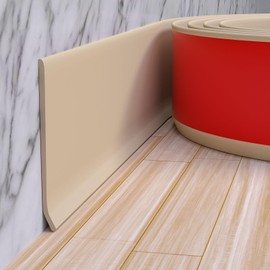 Duzzy Flexible Baseboard Molding Trim, 4 Inch(W) x 40 Feet(L) Peel and Stick Rubber Wall Trim Molding, Self-Adhesive Vinyl Wall Base Cove Base