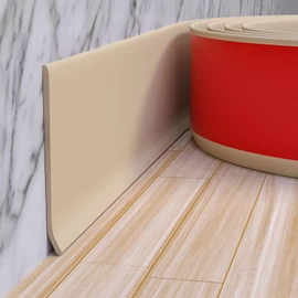 Duzzy Flexible Baseboard Molding Trim, 4 Inch(W) x 40 Feet(L) Peel and Stick Rubber Wall Trim Molding, Self-Adhesive Vinyl Wall Base Cove Base