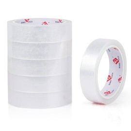 BOMEI PACK Cinta transparente, 1 pulgada x 164 pies, recargas de cinta transparente, cinta de papelería de rollo grande de 3 pulgadas, cinta de regalo fuerte para el hogar, oficina, 6 rollos para