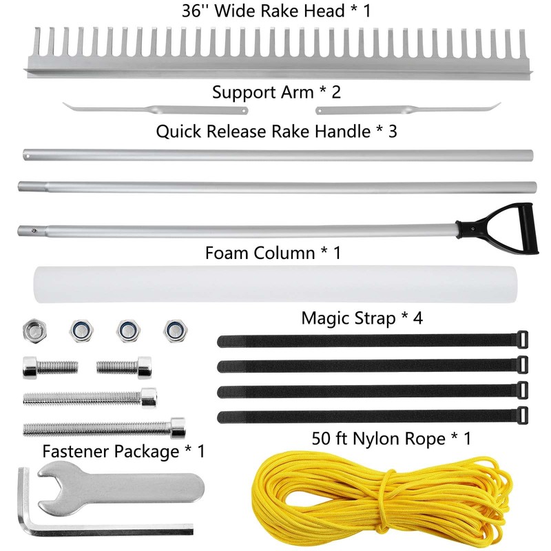 PVNIEFC Floating Lake Rake, 36" Aluminum All Purpose Lake and