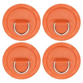 PATIKIL 3.1" Paddle Board D Rings, 4 Pcs Stainless Steel D-Ring PVC Patch Pad No Glue Include for Raft Kayak Inflatable Boat Surfboard, Orange