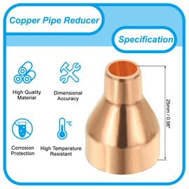PATIKIL 1/2" to 1/8" Nominal Size Copper Reducer, 10pcs 99.9% Pure Copper Reducing Coupling Pressure Fitting Pipe Tube Connector Adapter with Sweat Solder