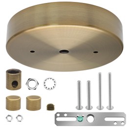 Biaungdo 5 Inch Ceiling Lighting Canopy Kit, Gold Pendant Light Canopy Kit Metal Chandelier Ceiling Light Plate Cover with All Mounting Hardware for Chandelier Pendant Lighting Fixtures