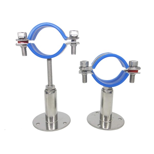 Stainless Steel Height-Adjustable Pipe Clamp - Wall/Ceiling Mounting for 45