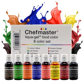 Chefmaster - Liqua-Gel Food Coloring - Fade Resistant Food Coloring - 8 Pack - Vibrant, Eye-Catching Colors, Easy-To-Blend Formula, Fade-Resistant - Made in the USA