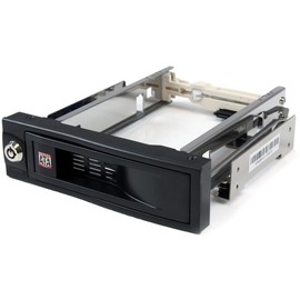 StarTech HSB100SATBK Rack Móvil Aluminio Hot Swap para Disco Duro HDD SATA de 3,5" s Bandeja Removible para Bahía 5,25", Mobile Cajón